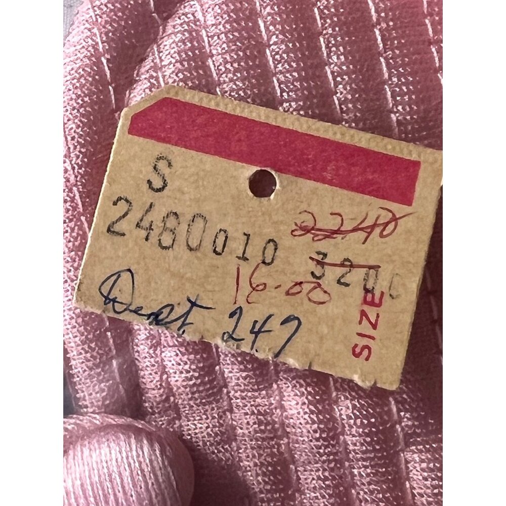 Vtg Heiress NWT Pink Bath Robe Small Quilted Trim USA Union Made Belt - Picture 11 of 15